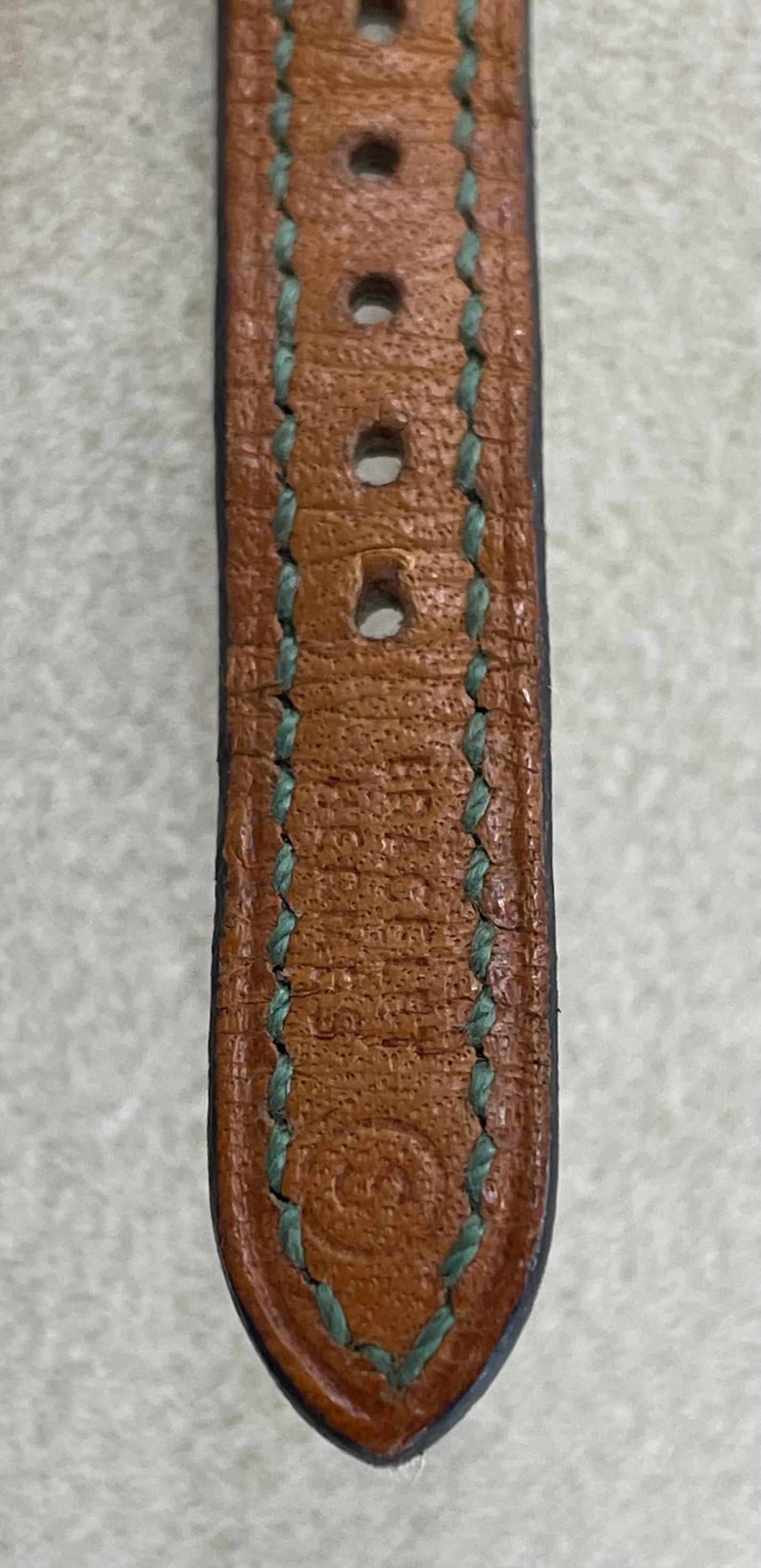 Hermès Paris 18 Kt Gold 'Sellier' Wristwatch, Crocodile Strap For Sale 4