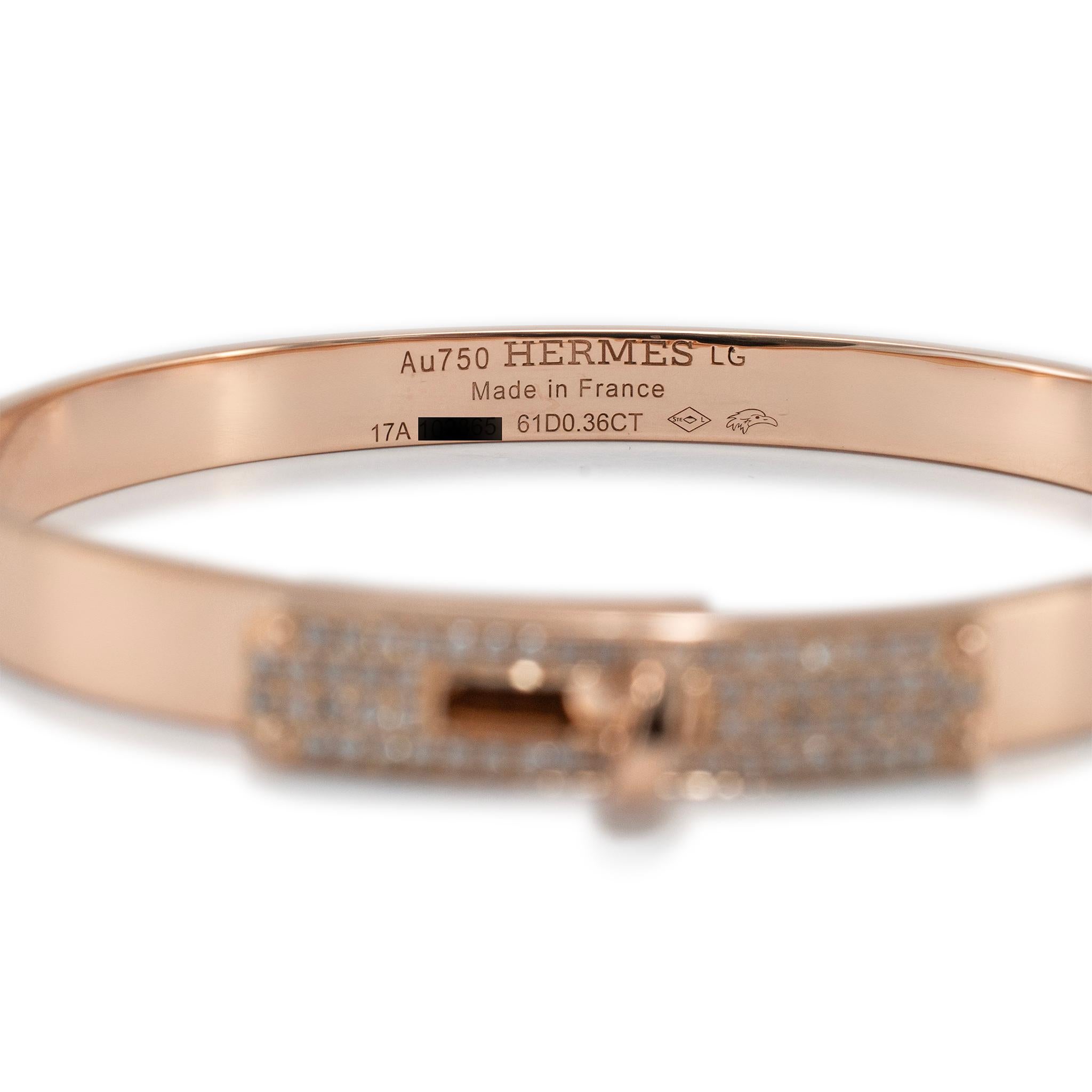 Hermes Paris Pulsera Kelly de Diamantes en Oro Rosa de 18 K en venta 1