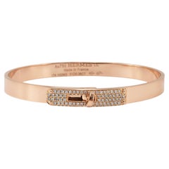 Hermes Paris 18K Rose Gold Diamond Kelly Bangle Bracelet