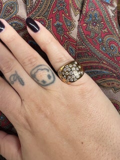HERMES PARIS 18k Yellow Gold & Diamond Cigar Band Ring Vintage Circa 1980s