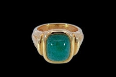 Hermès Paris 18kt Gelbgold Ring mit Cabochon Jade Stone