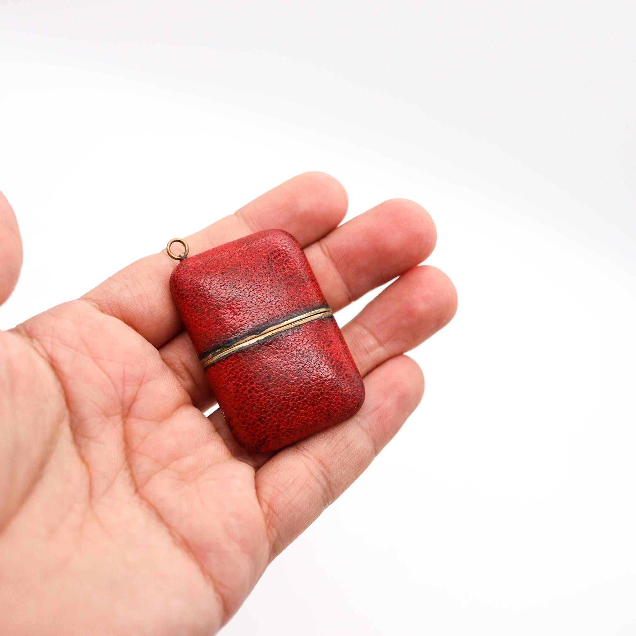 Mid-Century Modern Hermes Paris 1950 Ermeto Portable Purse Watch in Gilt and Reddish Leather