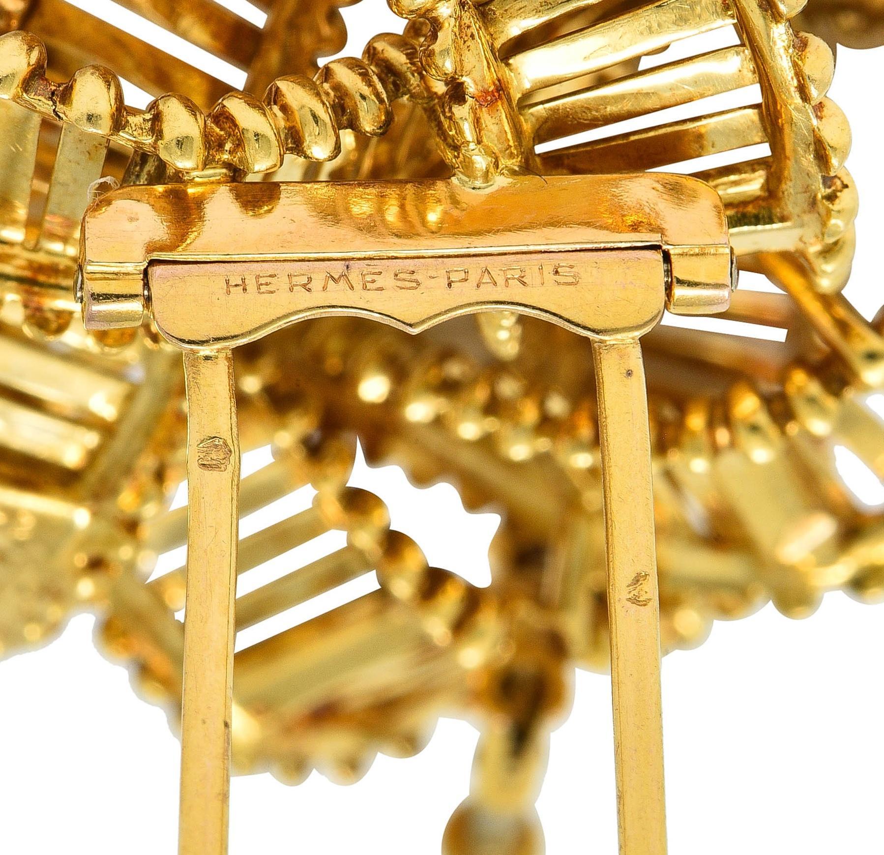 Hermès París 1958 Oro amarillo de 18 quilates Broche nudo estrella vintage en venta 2