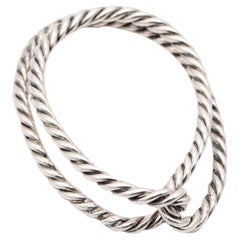 HERMES Paris 1960-1970 Twisted Ropes Money-Clip In .925 Sterling Silver With Box