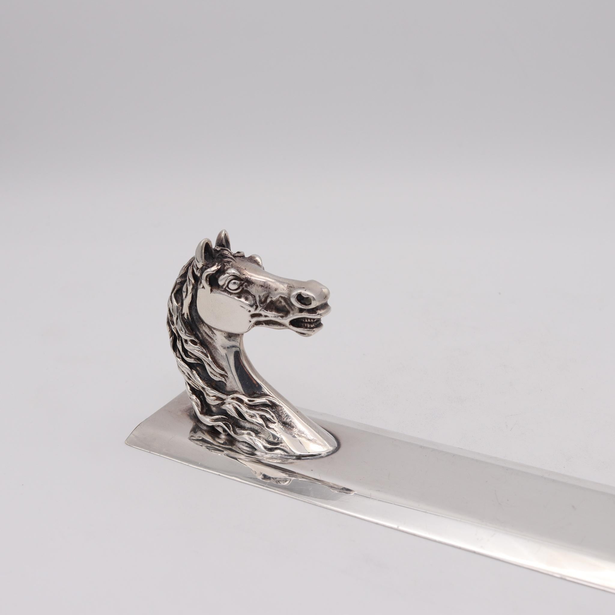 Mid-Century Modern Hermes Paris 1960 Vintage Horse Motif Paper Weight Letter 0pener in Silver For Sale