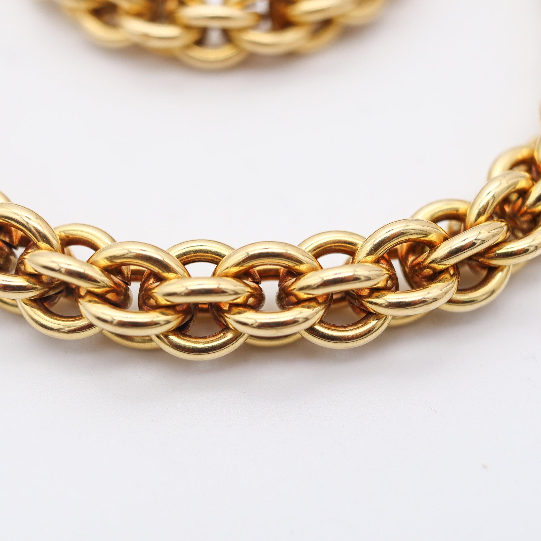HERMÈS Paris 1970 By Gay Freres Long Necklace & Bracelet Chain Solid 18Kt Gold In Excellent Condition In Miami, FL