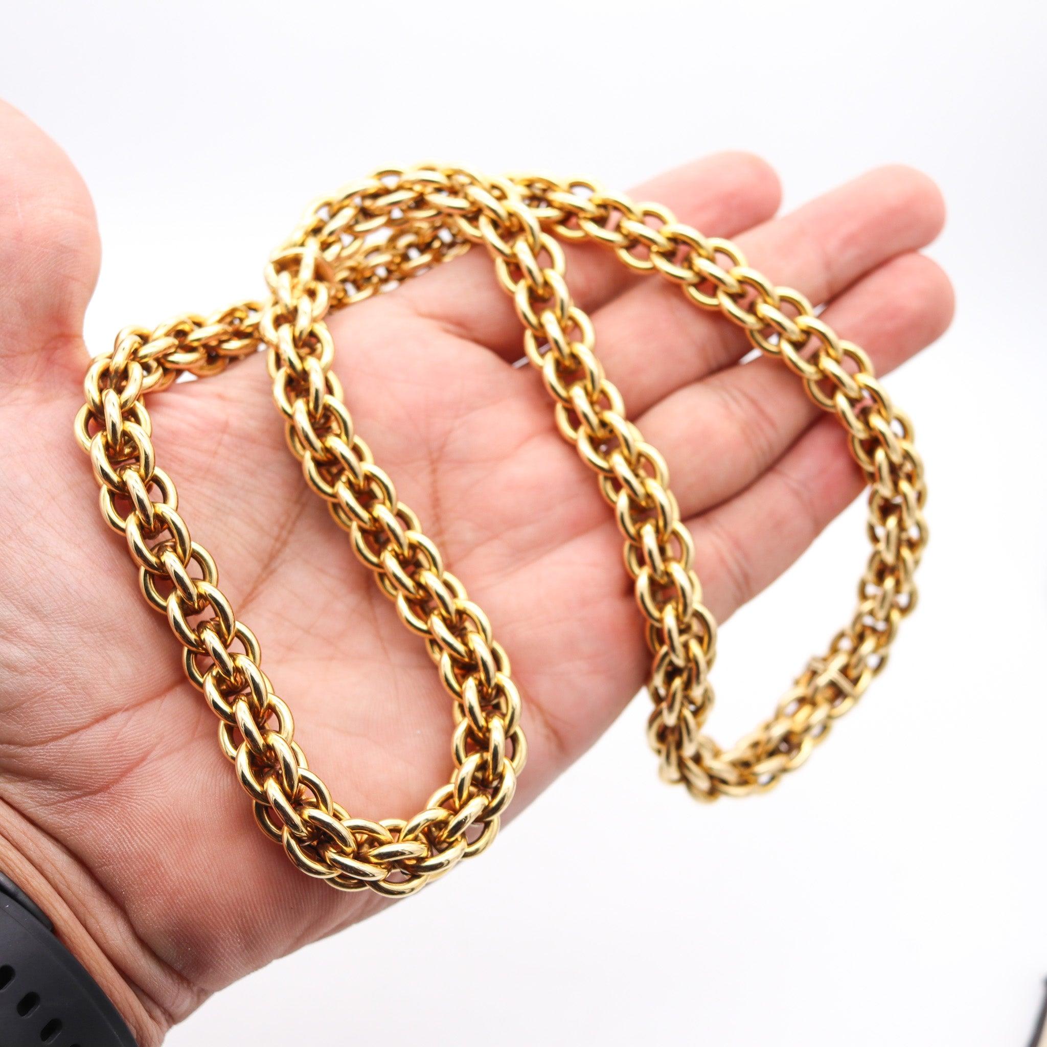 HERMÈS Paris 1970 By Gay Freres Long Necklace & Bracelet Chain Solid 18Kt Gold 1