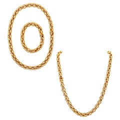 HERMÈS Paris 1970 By Gay Freres Long Necklace & Bracelet Chain Solid 18Kt Gold