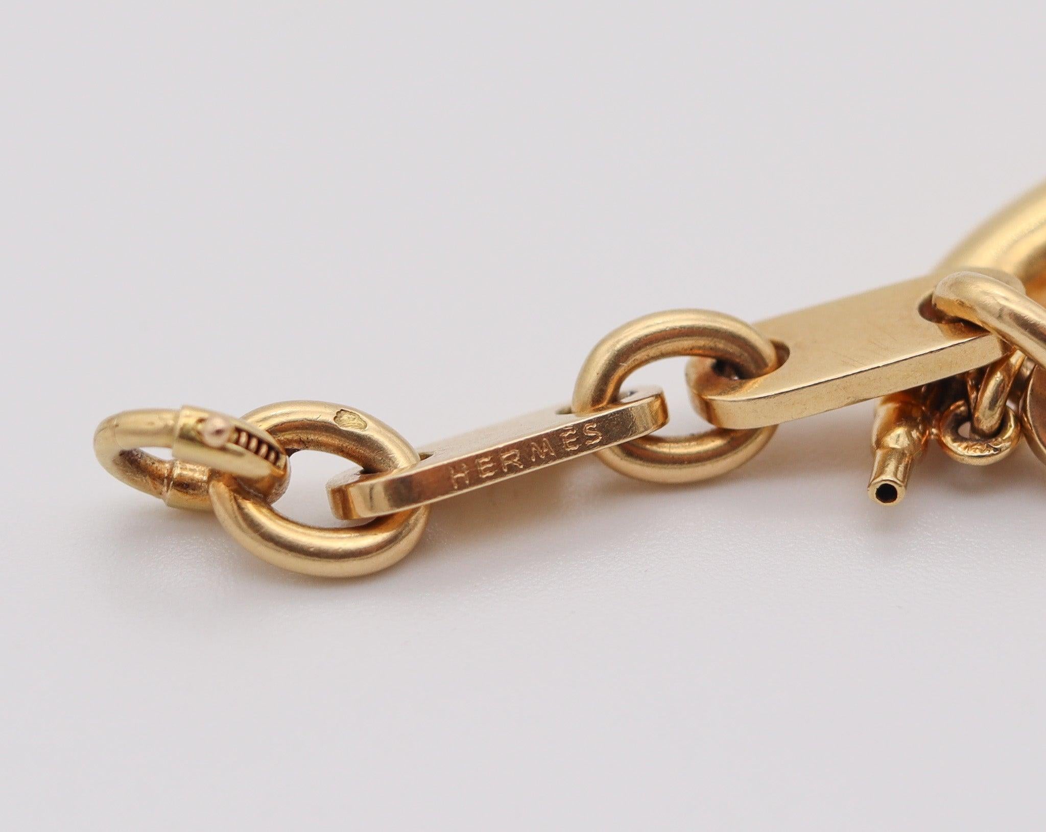 HERMES Paris 1970 By Georges L'Enfant Five-Charms Bracelet Rich 18Kt Yellow Gold 5