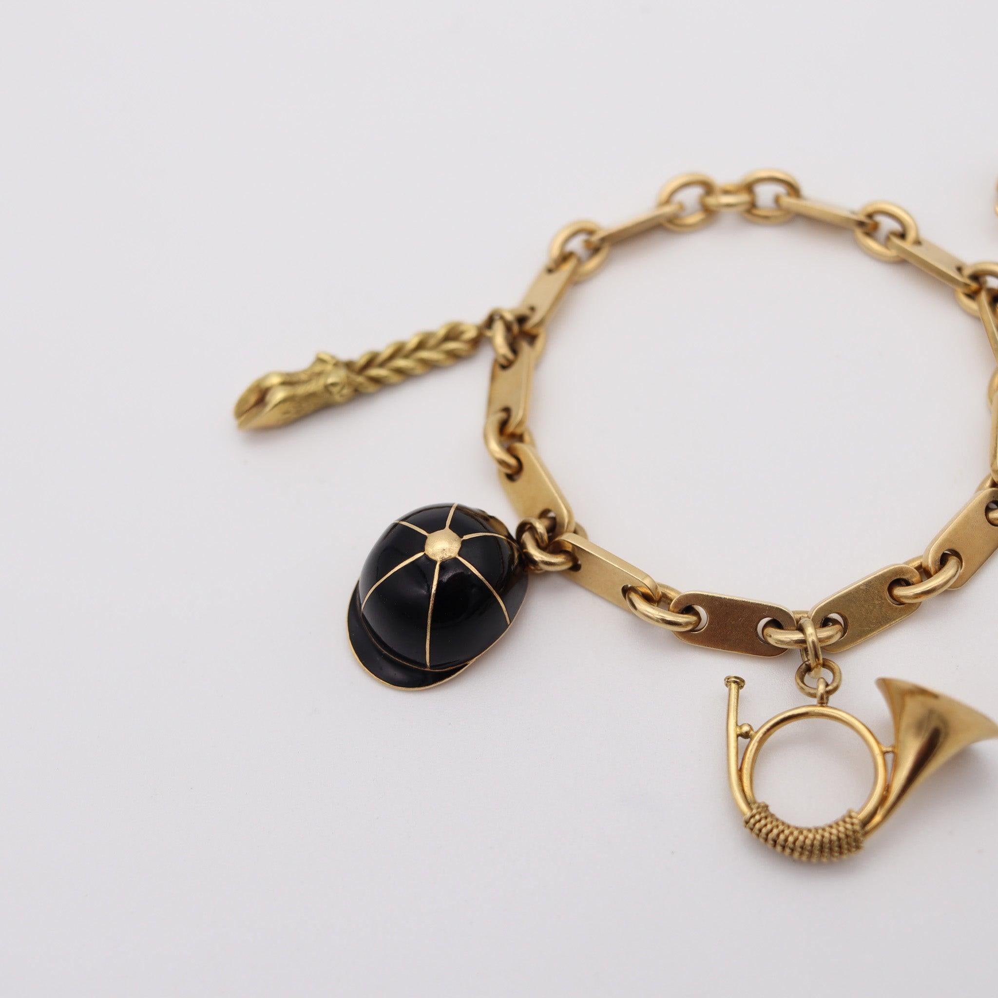 Women's HERMES Paris 1970 By Georges L'Enfant Five-Charms Bracelet Rich 18Kt Yellow Gold