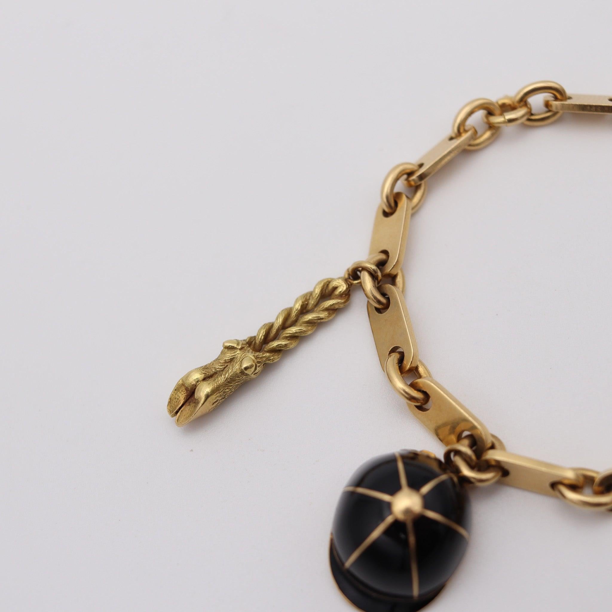 HERMES Paris 1970 By Georges L'Enfant Five-Charms Bracelet Rich 18Kt Yellow Gold 2
