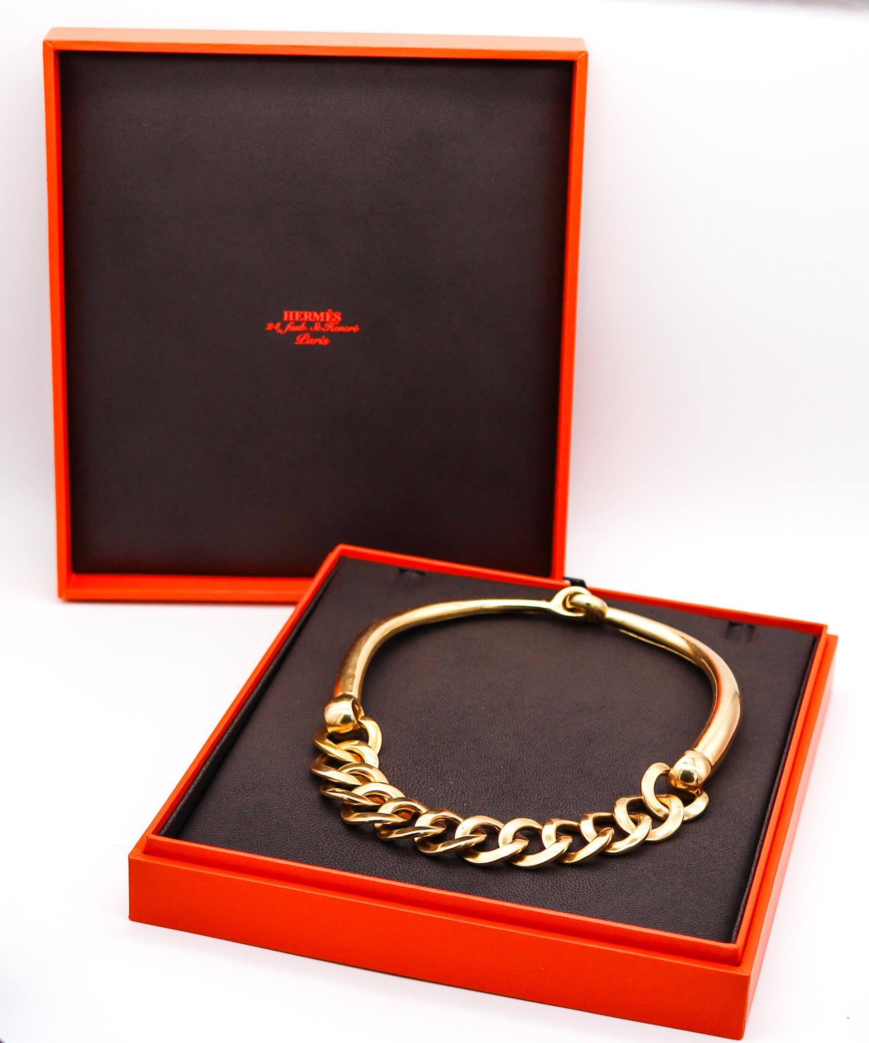 Birkin necklace designed by Hermès.

An exceptional and extremely rare necklace, created in Paris France by the luxury house of Hermès, back in the 1970's. This fantastic chained collar is very artistic, of great statement and a superb piece of