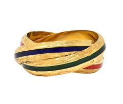 Hermès Paris 1970er Jahre Emaille 18 Karat Gelbgold Trinity Vintage Rolling Ring