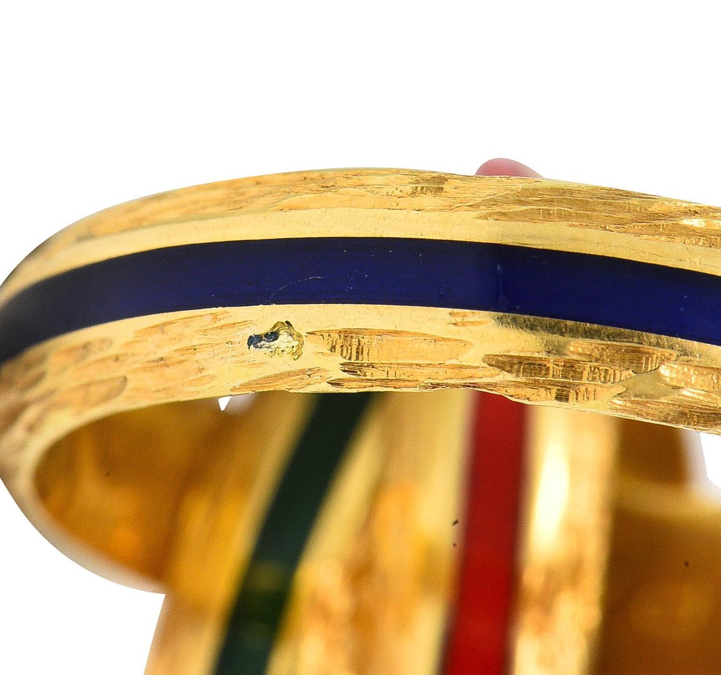Hermès Paris 1970's Enamel 18 Karat Yellow Gold Trinity Vintage Rolling Ring 4