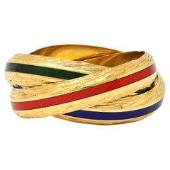 Hermès Paris 1970's Enamel 18 Karat Yellow Gold Trinity Vintage Rolling Ring