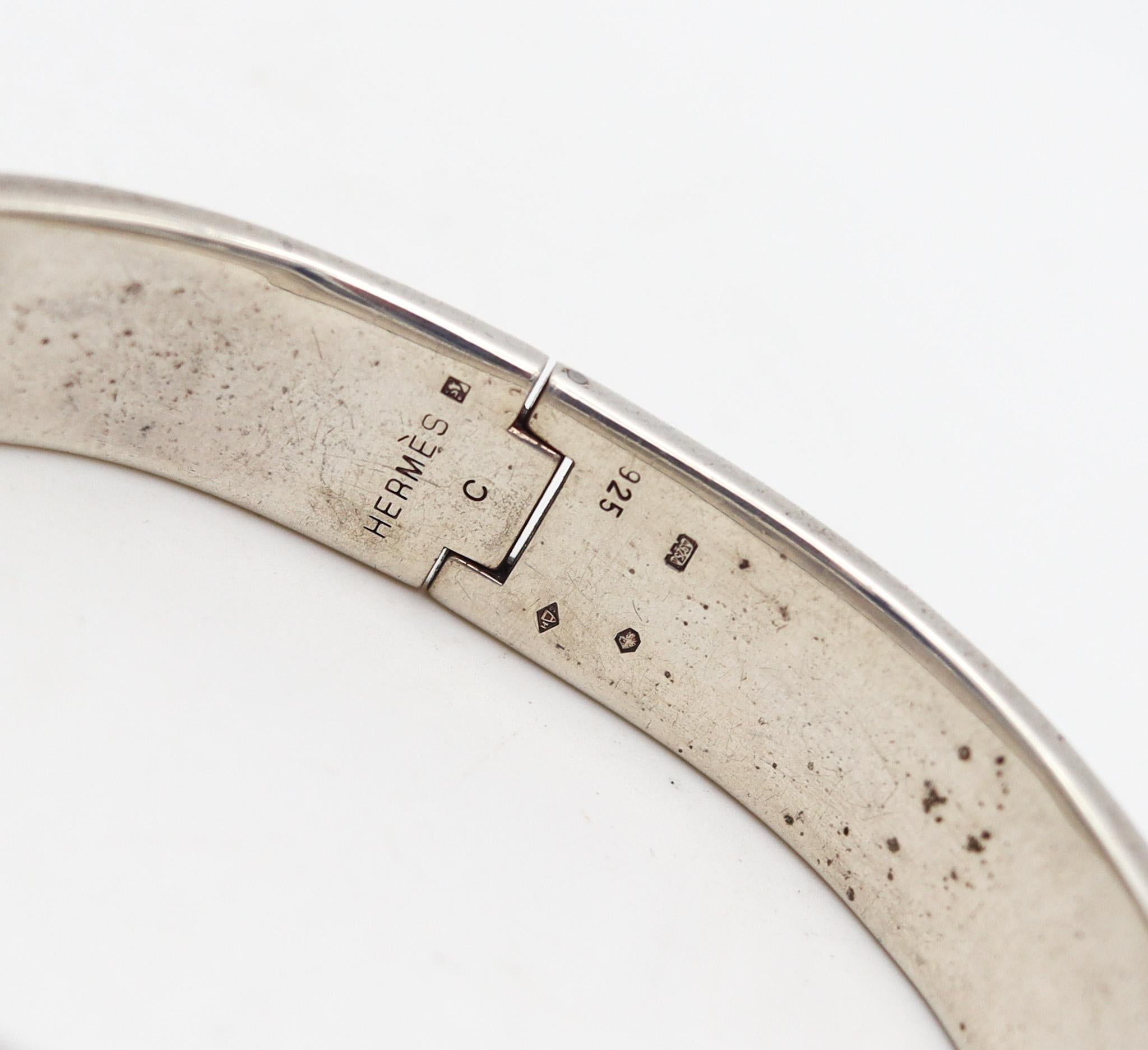 Hermes Paris 1990 Clic Clac Armreif Armband in .925 Sterling Silber mit Emaille im Zustand „Hervorragend“ im Angebot in Miami, FL