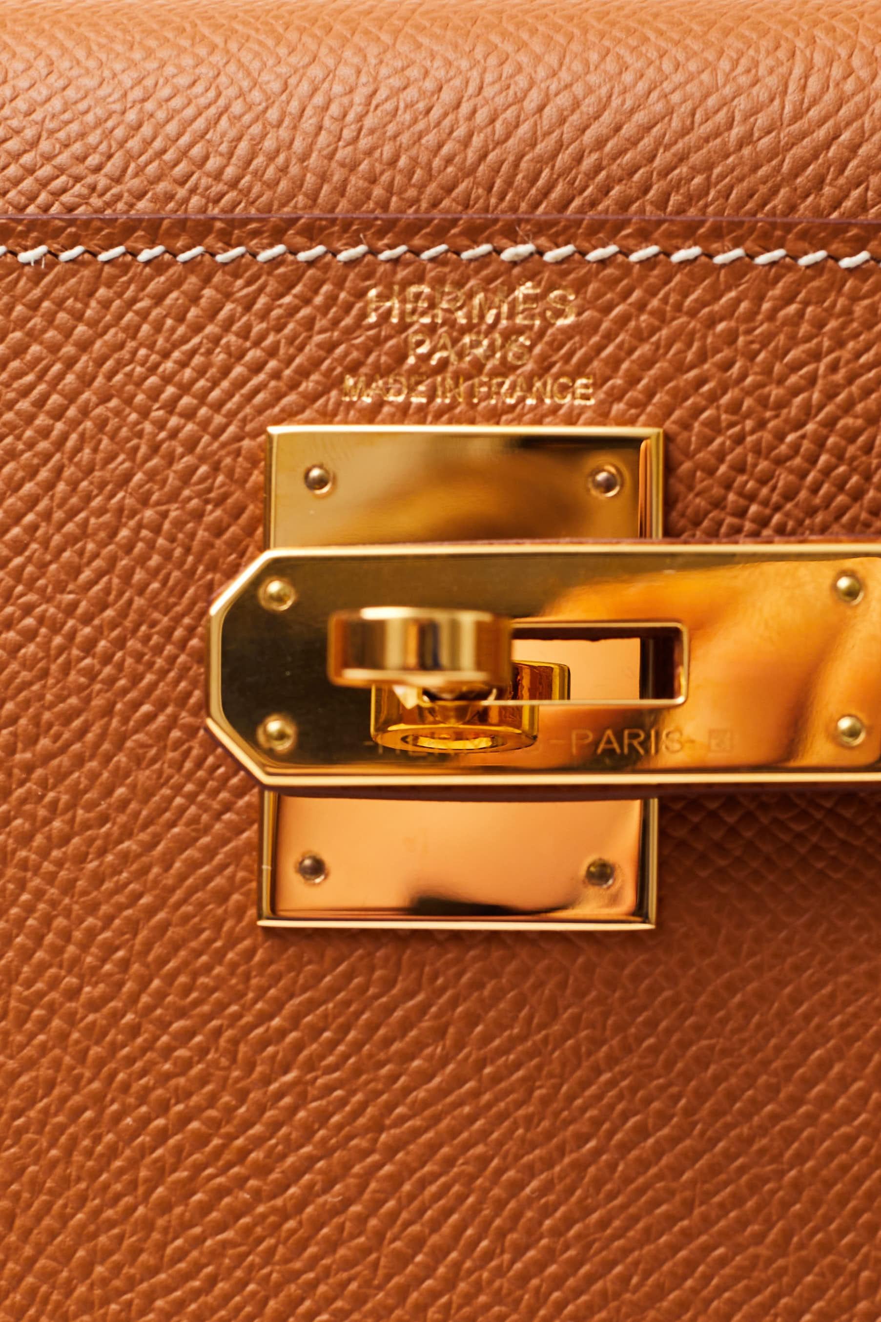 Hermès Paris 2019 Kelly 28 Gold Veau Epsom leather Gold hardware +authentication For Sale 3