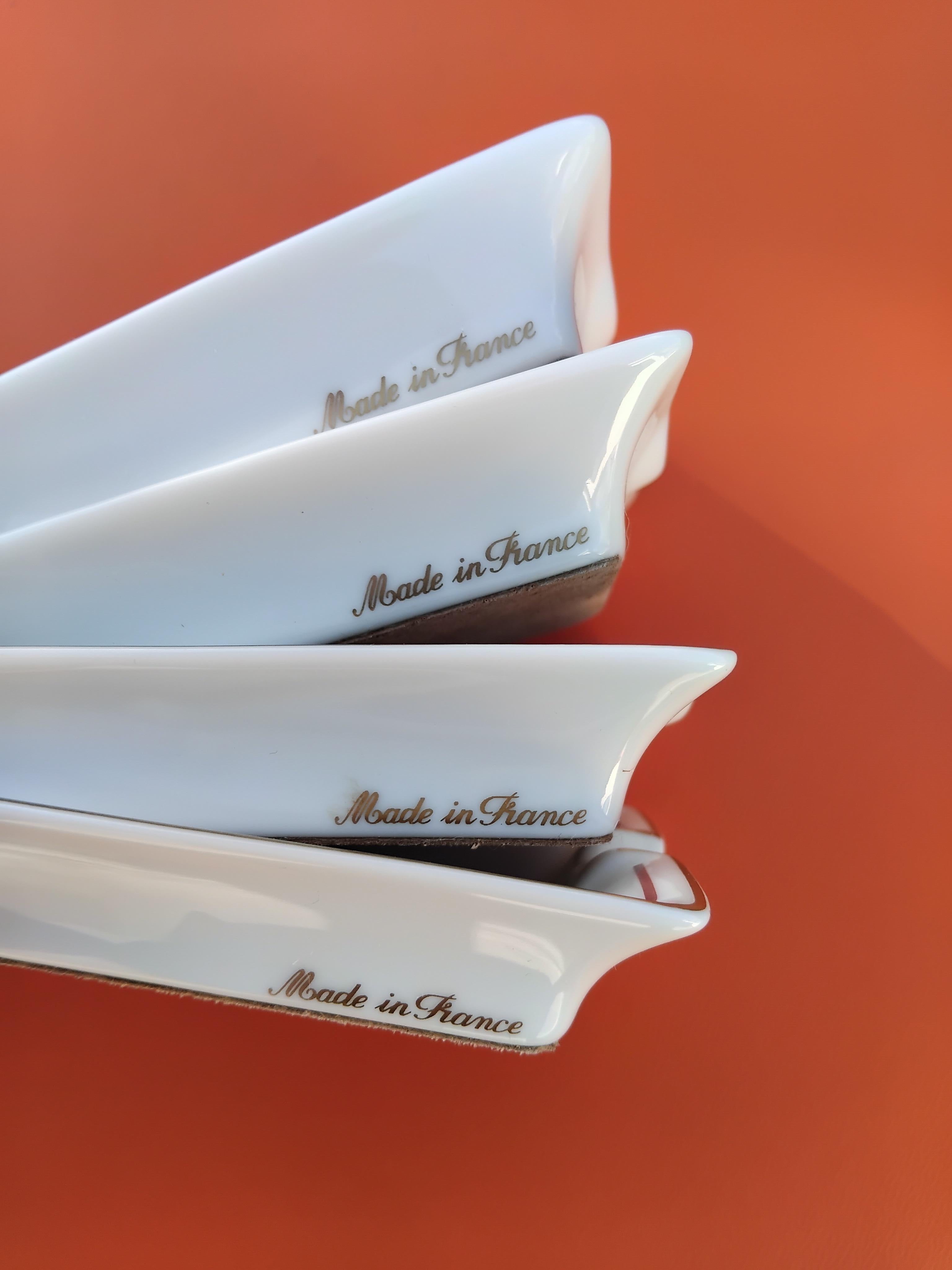 Hermès Paris 4 Mini Aschenbecher ändern Tabletts Segelboote Prints Marine Porzellan Gold im Angebot 9