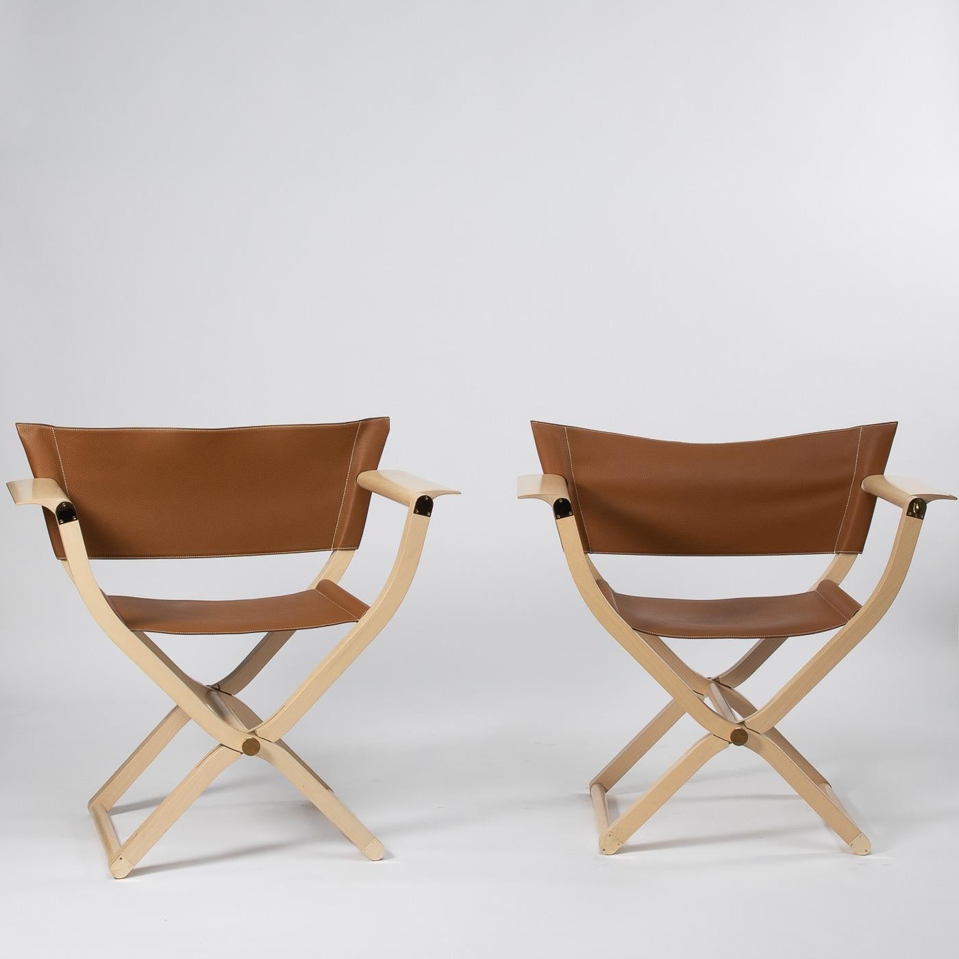 Folding armchair in mapplewood and natural 