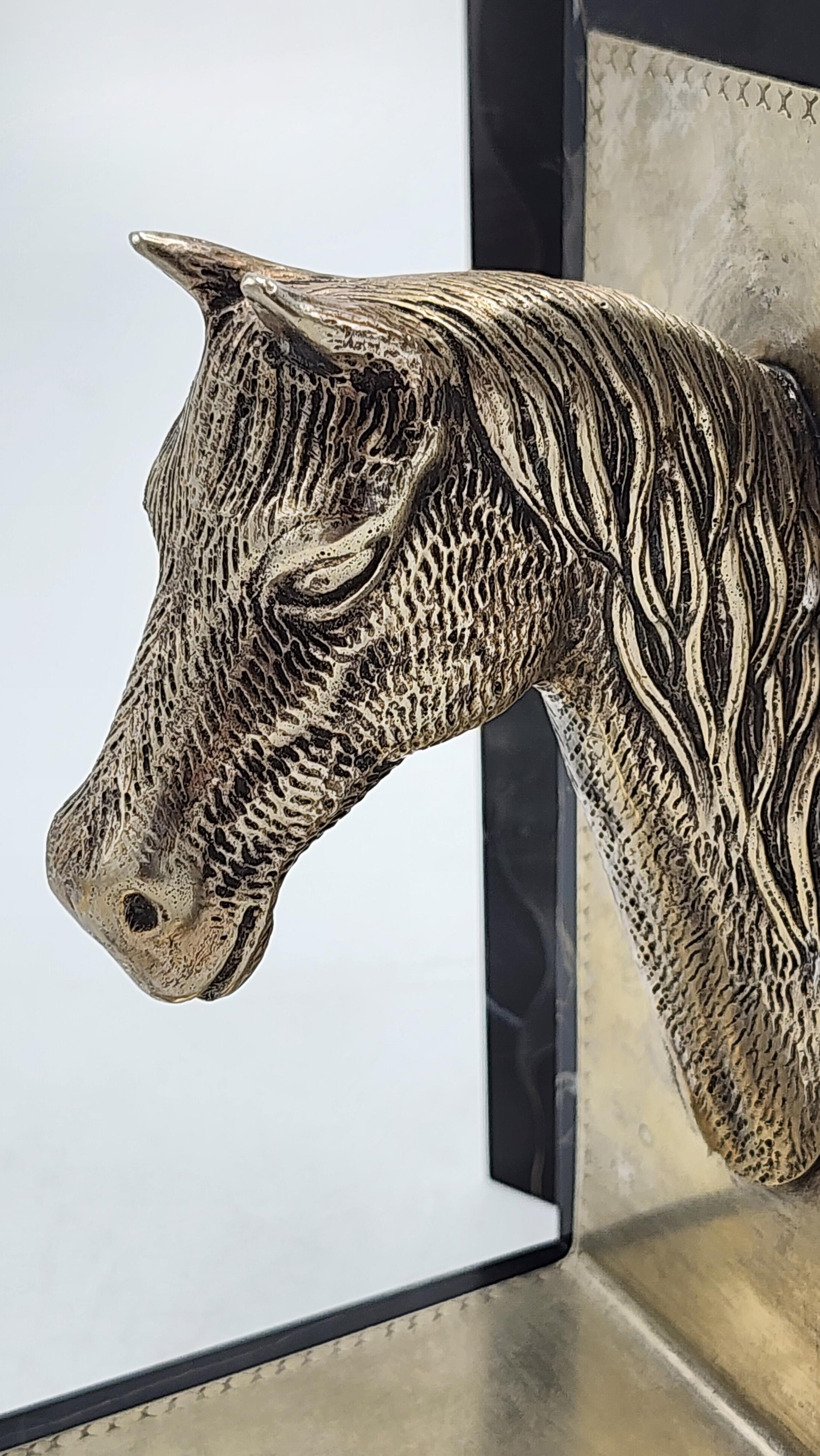 Francese Hermes Paris Art Deco Fermalibri Testa di Cavallo in vendita