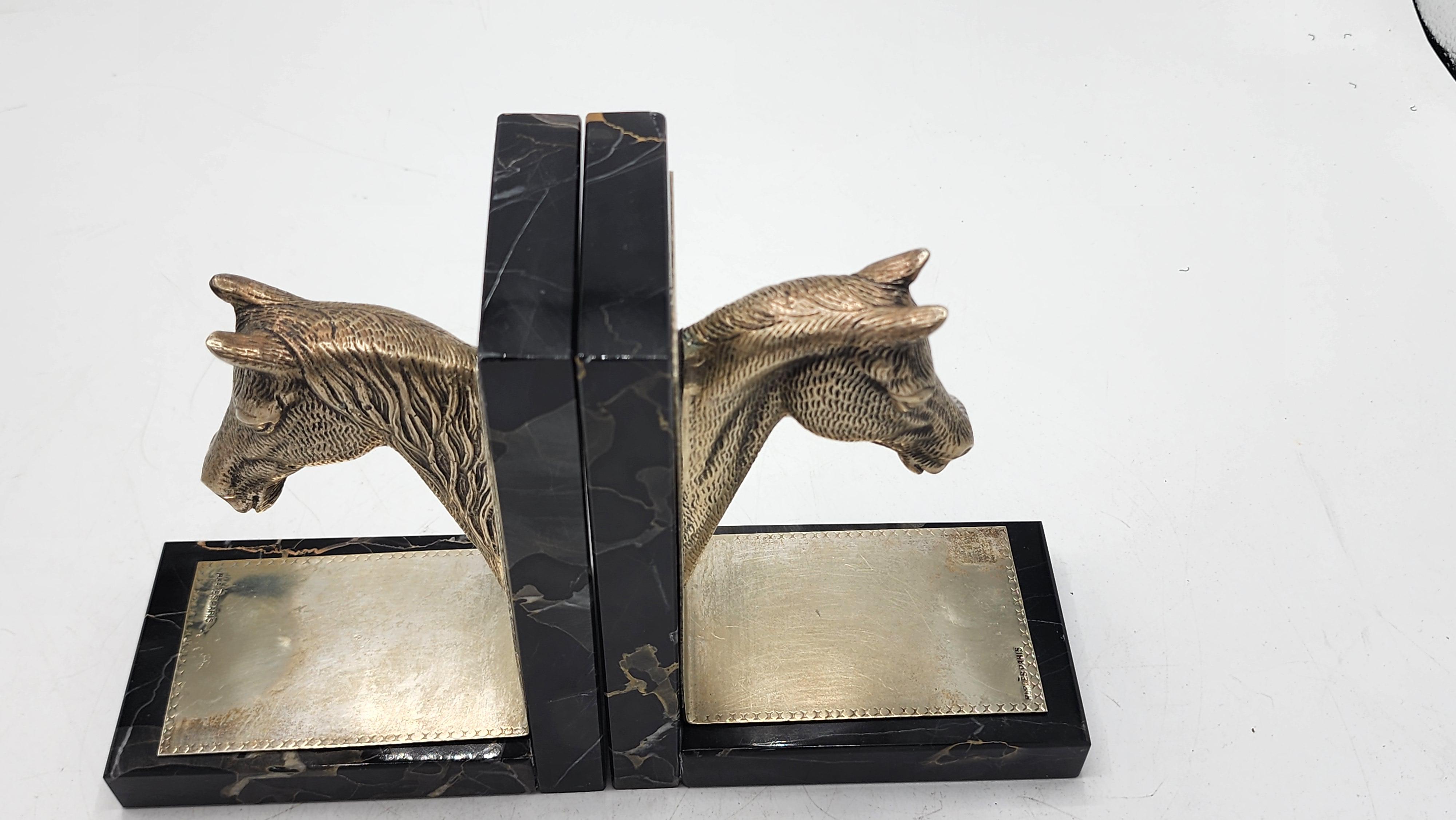 Bronzo Hermes Paris Art Deco Fermalibri Testa di Cavallo in vendita