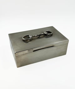 Hermès Paris Art Deco Silver-Plated Equestrian Box with Horse Bit Motif
