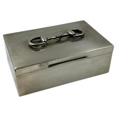 Hermès Paris Art Deco Silver-Plated Equestrian Box with Horse Bit Motif