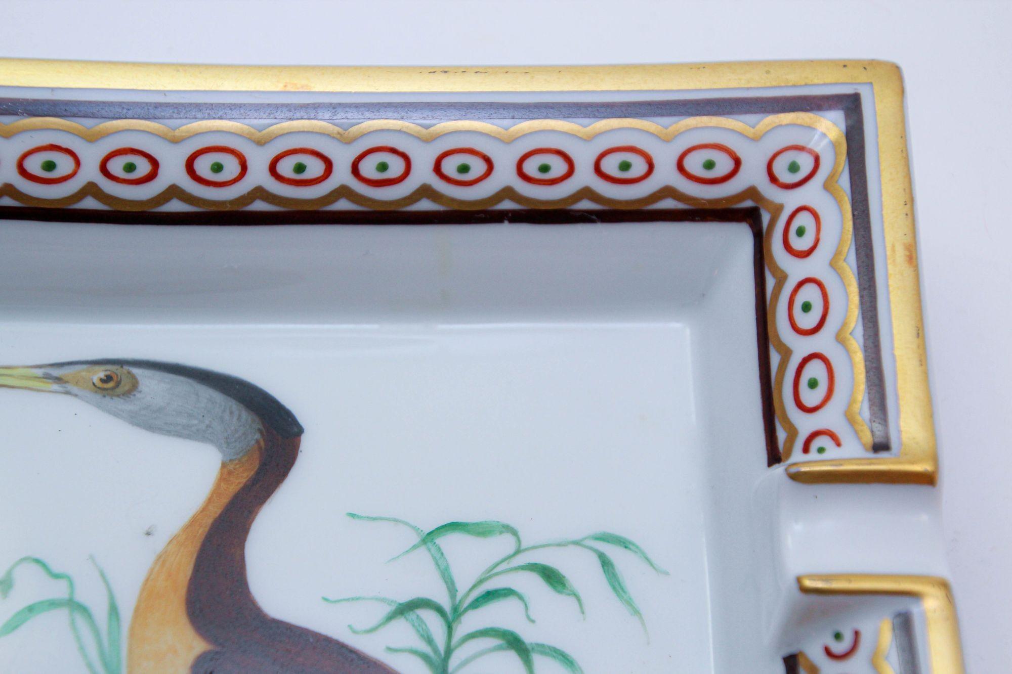 Hermès Paris Ashtray with Podicep Bird Porcelain Dish Catchall 5
