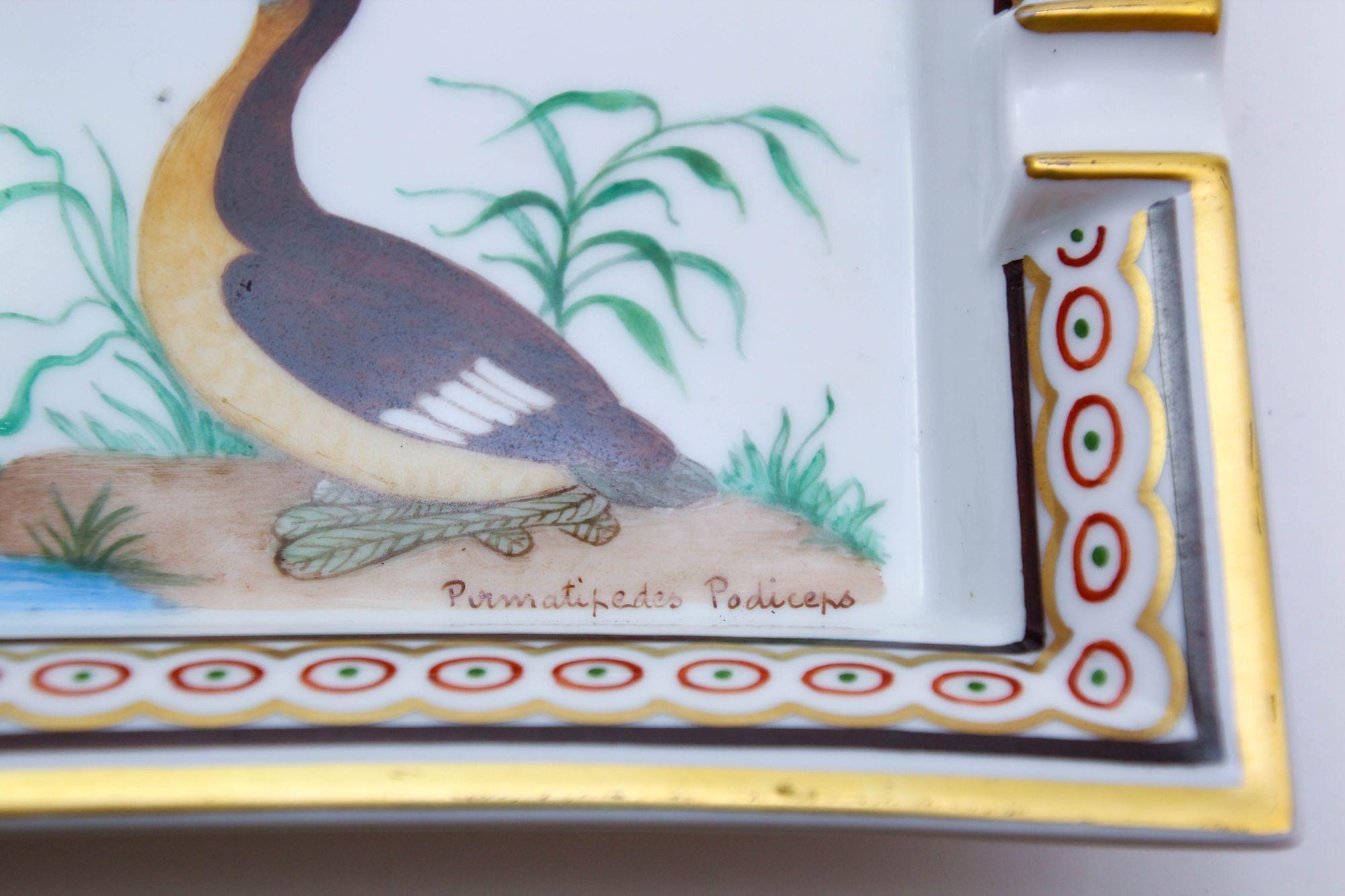 Hermès Paris Ashtray with Podicep Bird Porcelain Dish Catchall 6