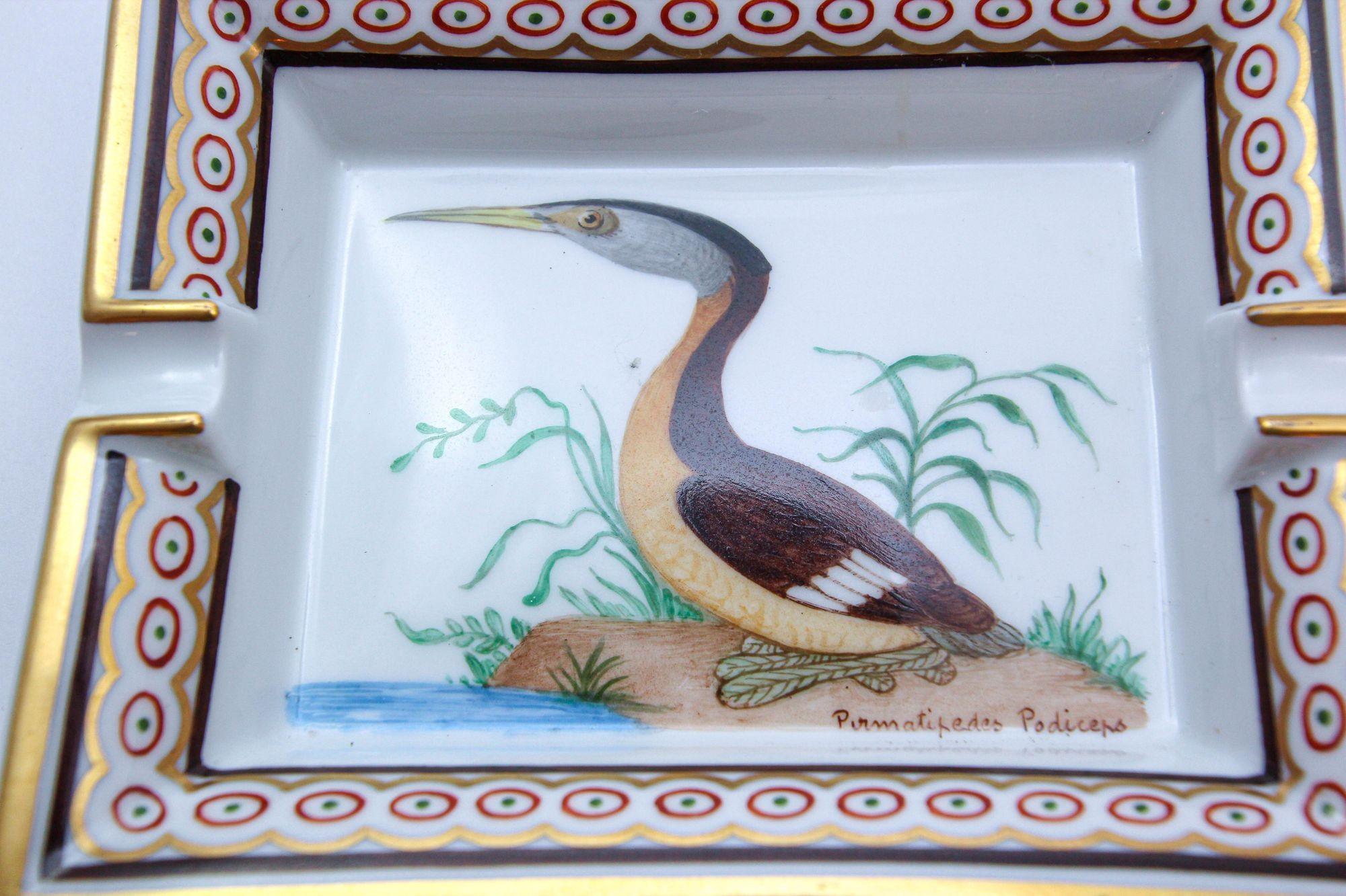 20th Century Hermès Paris Ashtray with Podicep Bird Porcelain Dish Catchall