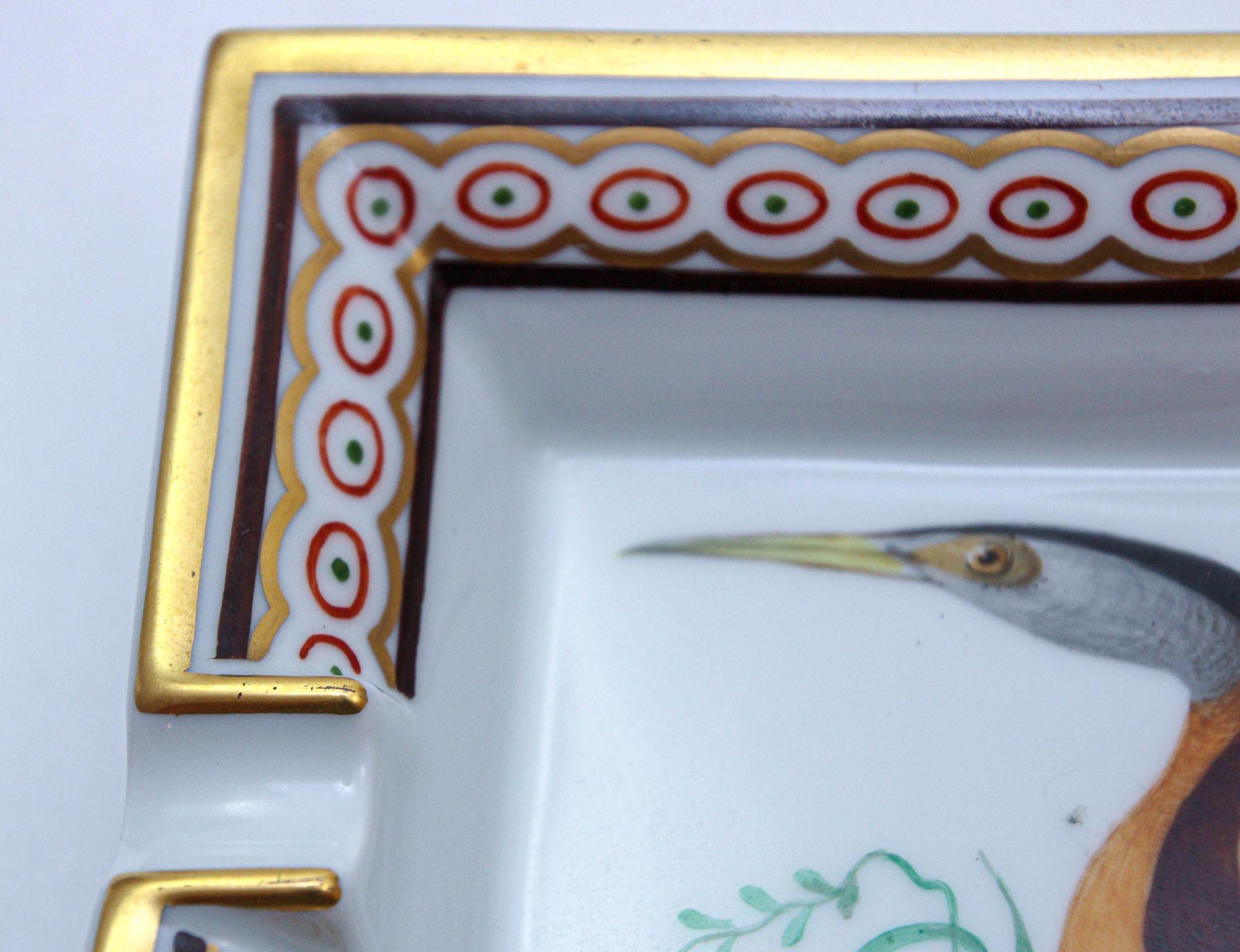 Hermès Paris Ashtray with Podicep Bird Porcelain Dish Catchall 1