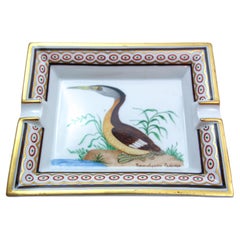 Hermès Paris Ashtray with Podicep Bird Porcelain Dish Catchall