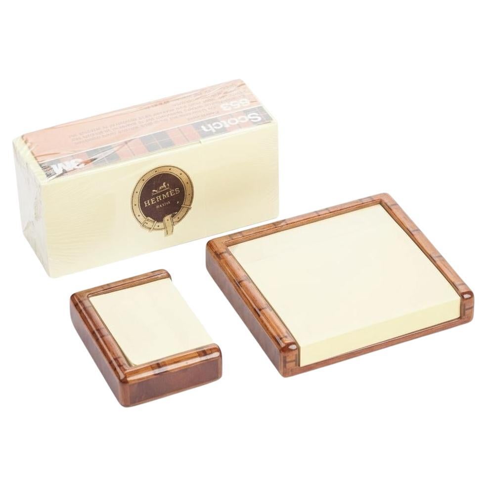 Hermès Paris Paire de porte-post-it en Wood Wood Bamboo - Avec recharge en vente