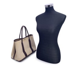 Hermes Paris Beige and Black Canvas Garden Party 36 Tote Bag