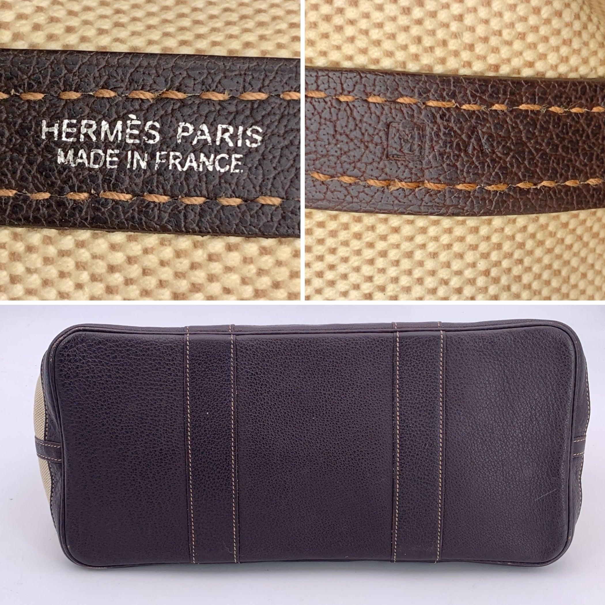 Fourre-tout Hermes Paris Garden Party 36 en toile beige et noire Bon état - En vente à Rome, Rome
