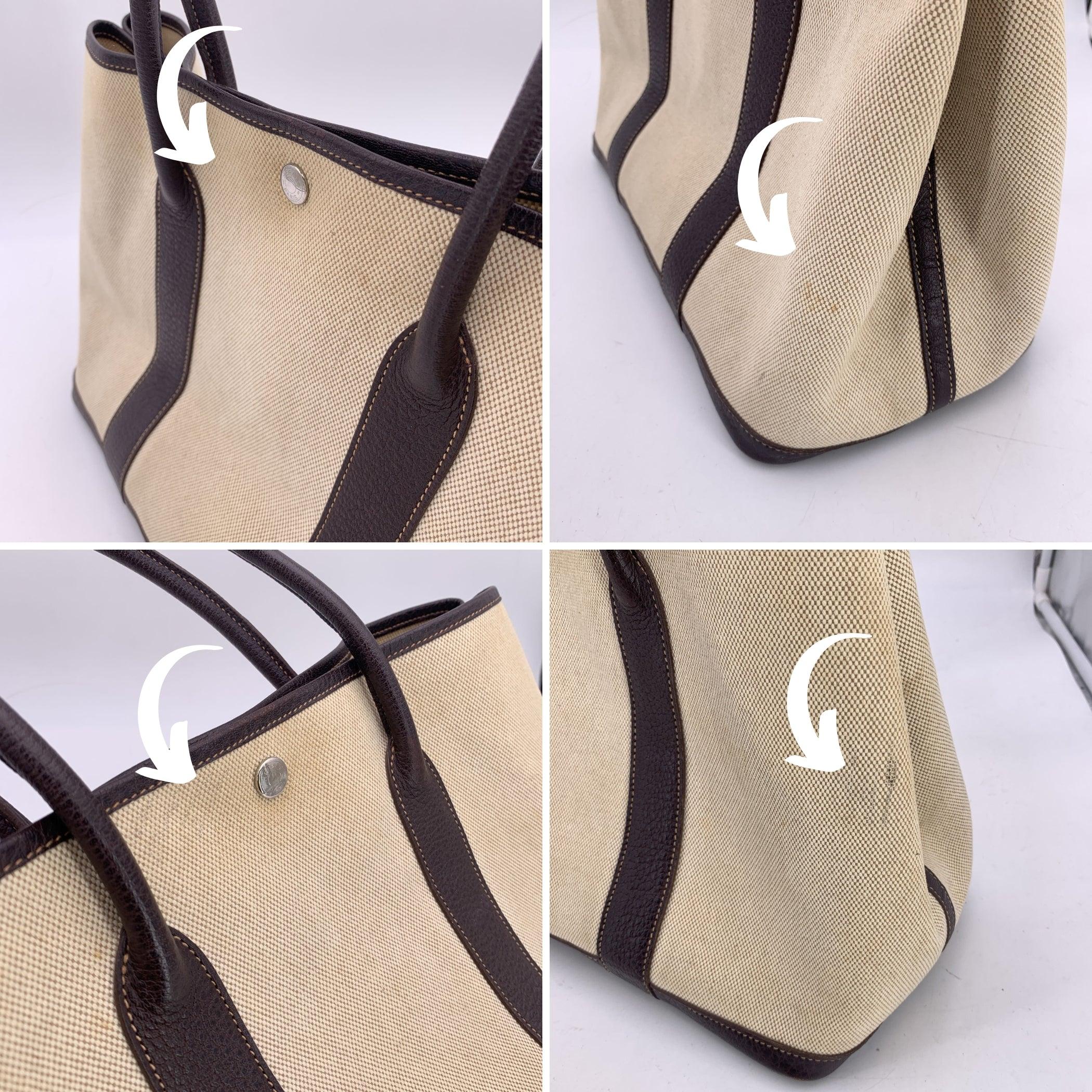 Fourre-tout Hermes Paris Garden Party 36 en toile beige et noire Pour femmes en vente