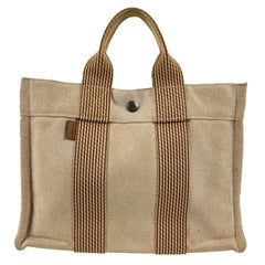 Hermes Paris Beige and Orange Cotton Fourre Tout PM Tote Bag