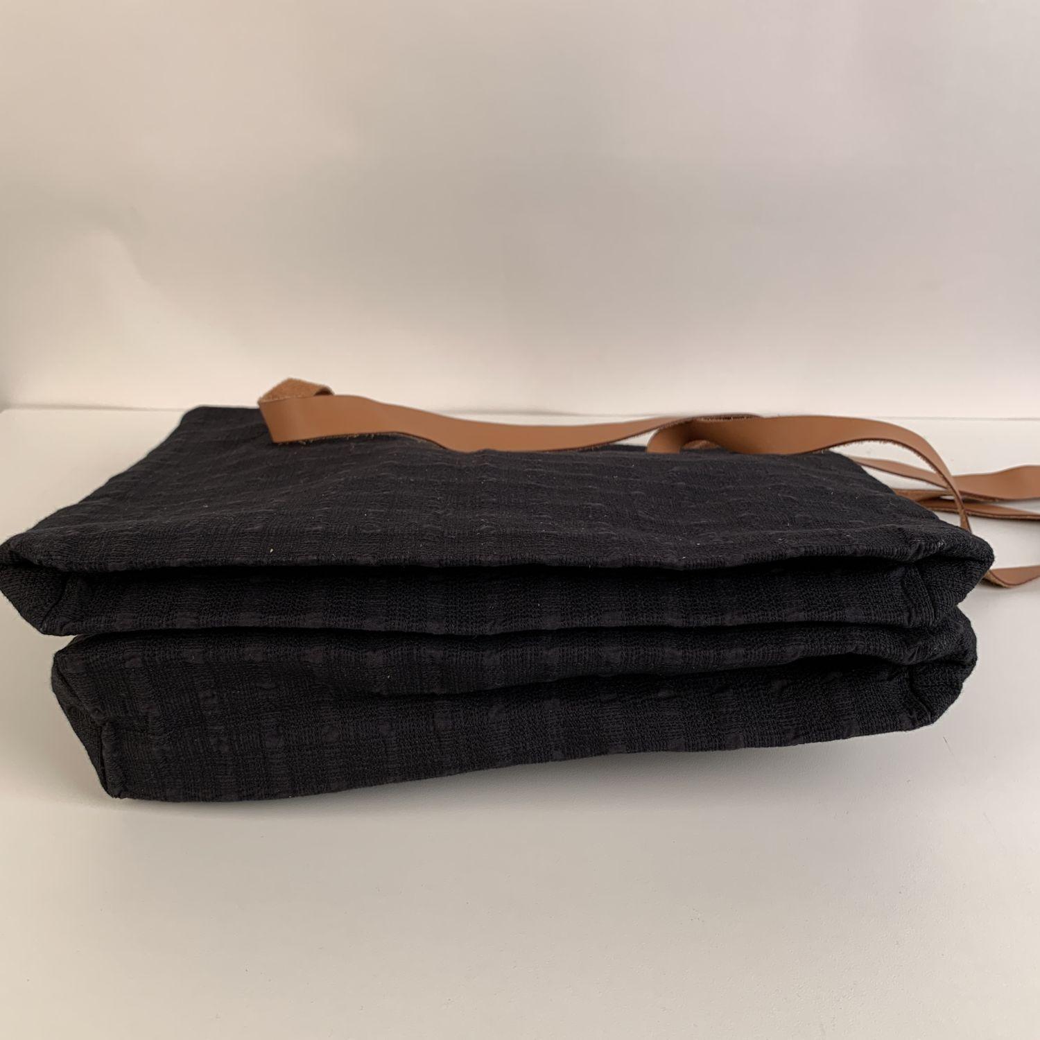 Hermes Paris Tote Bag aus schwarzem Segeltuch mit langen Riemen Ahmedabad 1