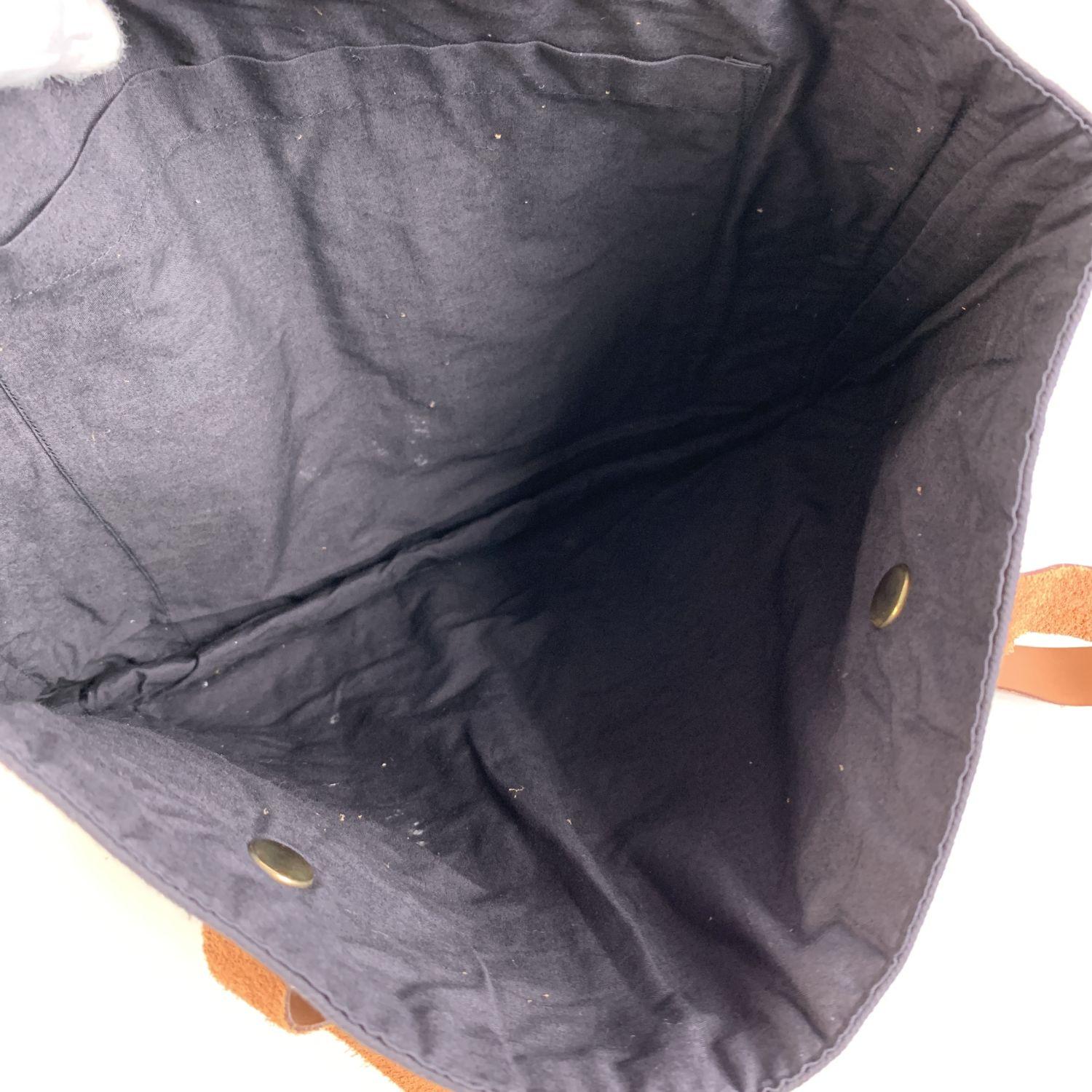 Hermes Paris Tote Bag aus schwarzem Segeltuch mit langen Riemen Ahmedabad 3
