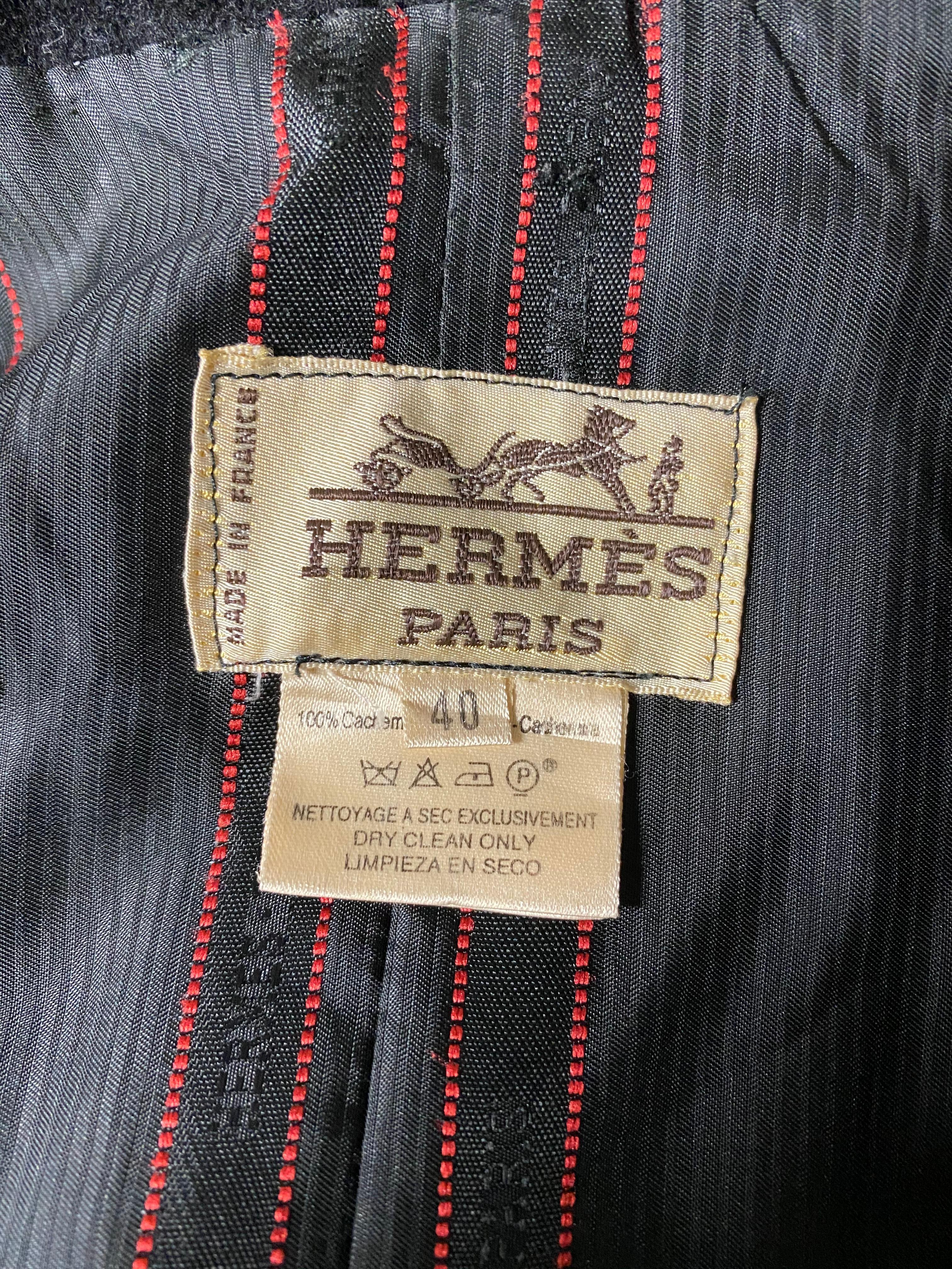 Hermes Paris Black Cashmere Coat Size 40 5