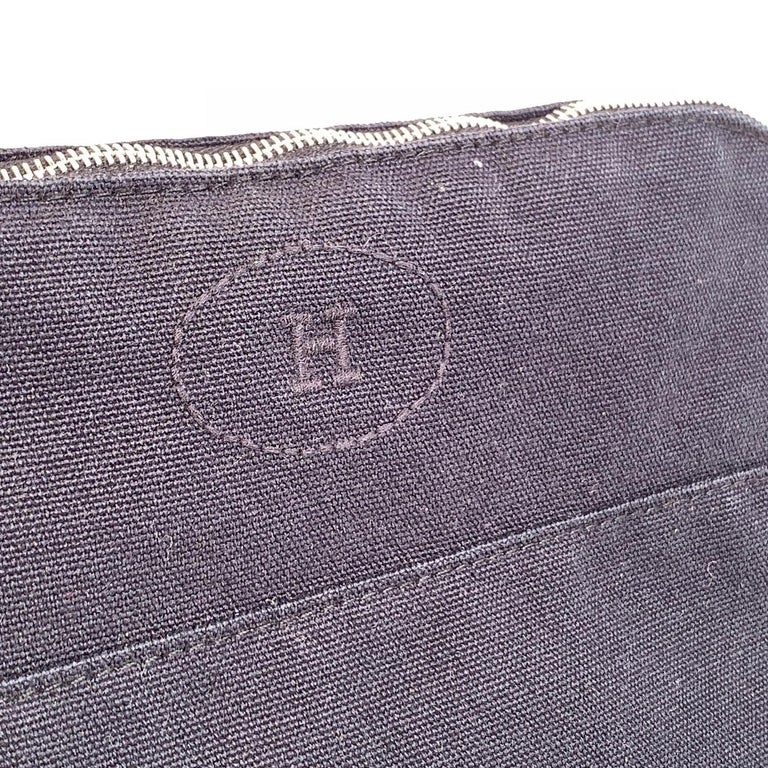 Hermes Paris Black Cotton Canvas Bolide Travel Case Cosmetic Bag For