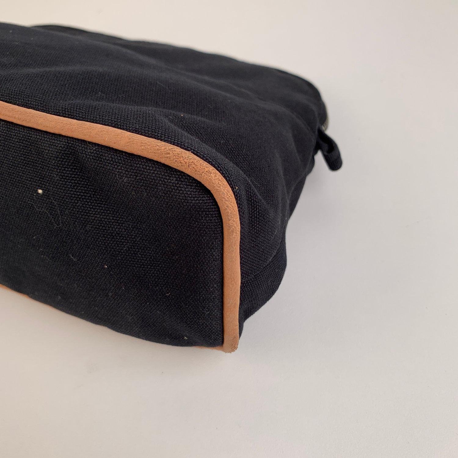Hermes Paris Black Cotton Canvas Bolide Travel Case Cosmetic Bag In Excellent Condition In Rome, Rome