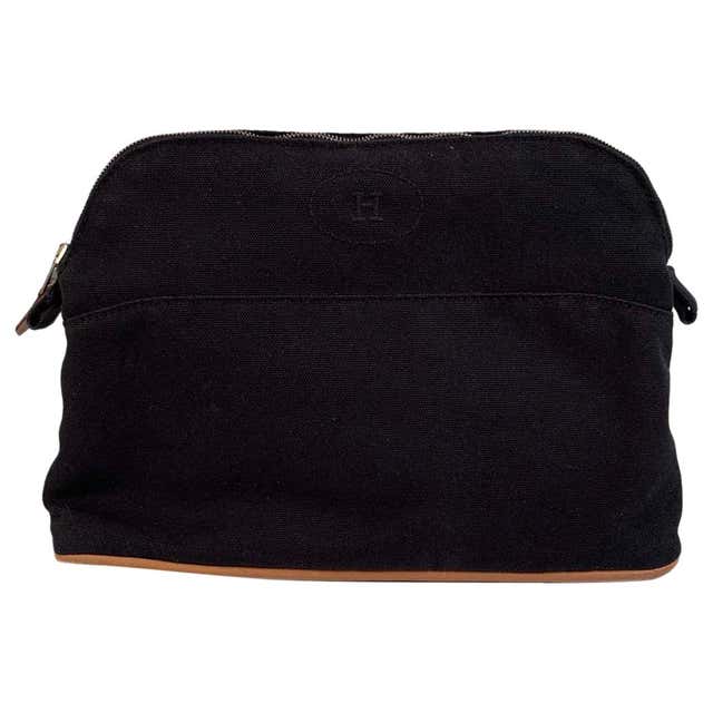 Hermes Paris Black Cotton Canvas Bolide Travel Case Cosmetic Bag For ...