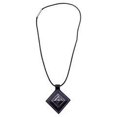 Hermes Paris Black Leather and Sterling Silver Tuareg Necklace