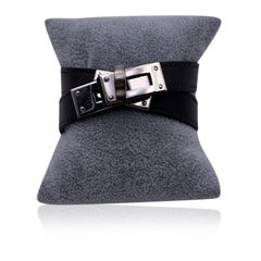 Hermes Paris Black Leather Double Tour Kelly Bracelet