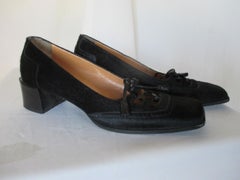 HERMES Paris Black Pony Skin Leather shoes