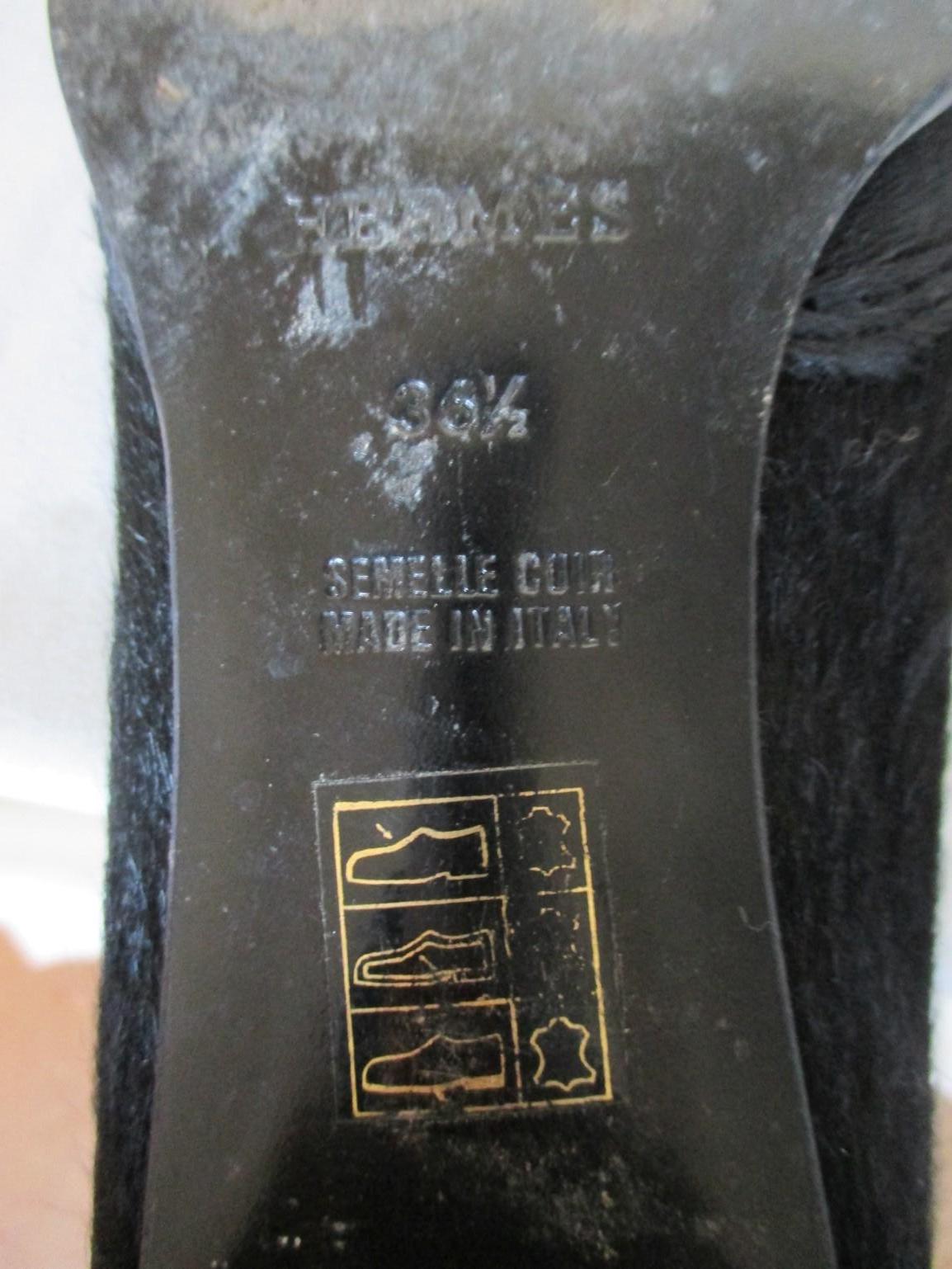 HERMES Paris Black Pony Skin Leather shoes In Good Condition For Sale In Amsterdam, NL