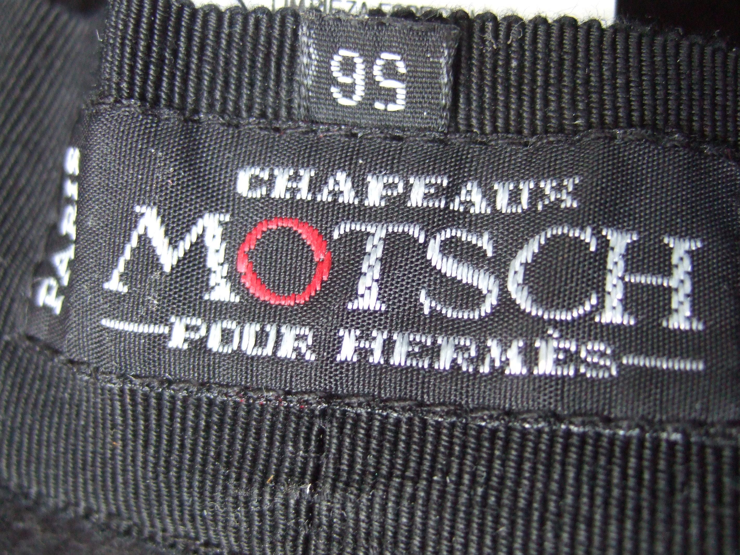 Hermes Paris Black Wool Leather Trim Hat Labeled Motsch Chapeaux Pour Hermes For Sale 10