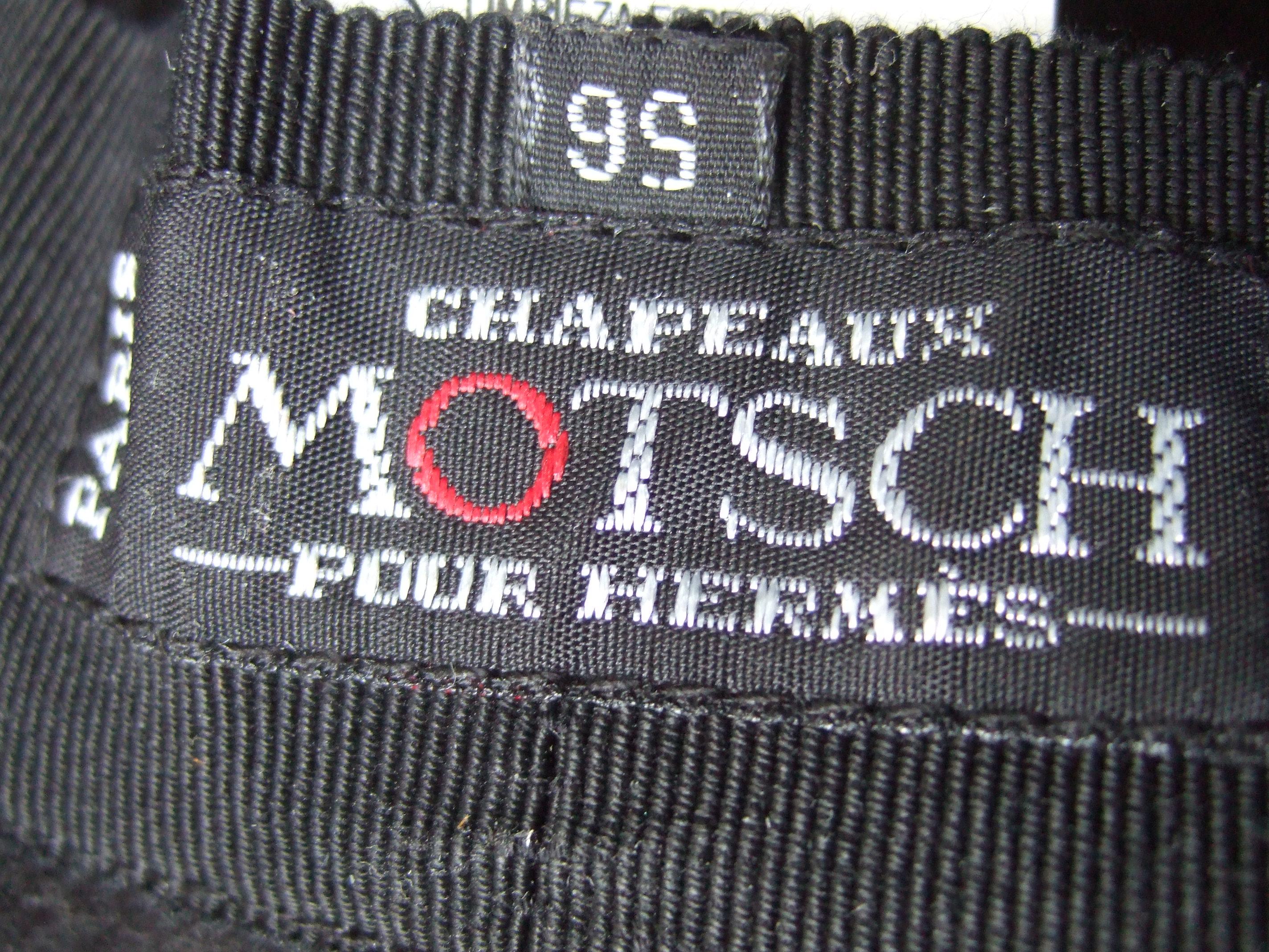 Hermes Paris Black Wool Leather Trim Hat Labeled Motsch Chapeaux Pour Hermes  For Sale 10