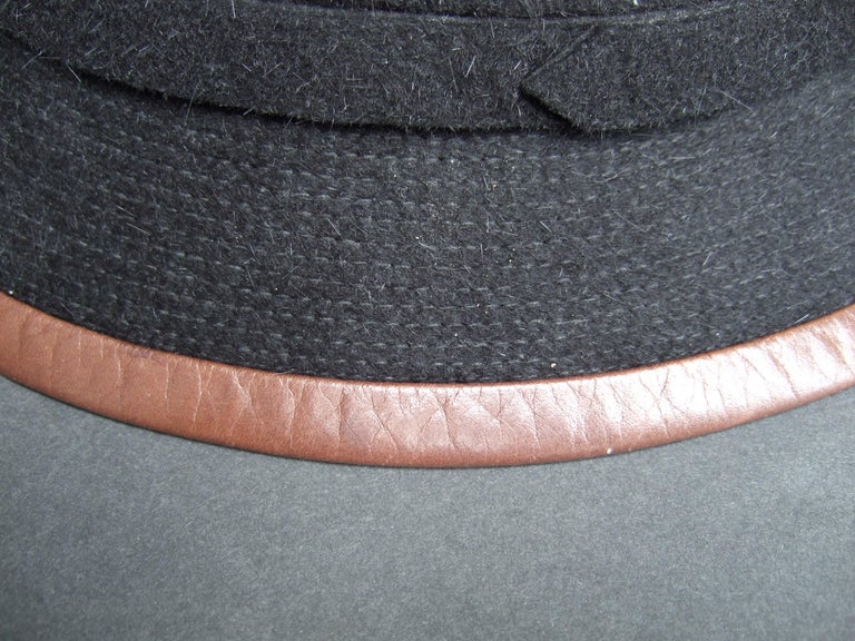 Hermes Paris Black Wool Leather Trim Hat Labeled Motsch Chapeaux Pour  Hermes For Sale at 1stDibs